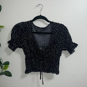 Polka dot babydoll crop top — size m